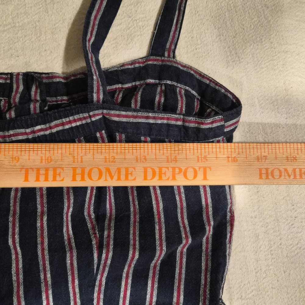 Dex Striped Linen Blend Wide Leg Jumpsuit Blue Red Button Front Medium - Picture 7 of 8